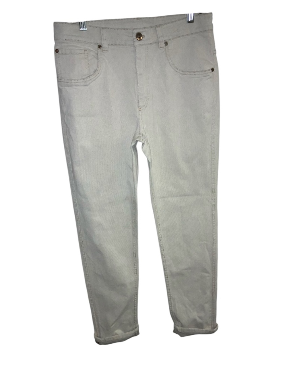 Women’s Brunello Cucinelli Sand Cream The Cropped Raw Edge Jeans Size 6